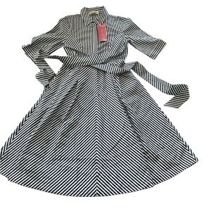 NWT Metisu Navy Blue and White Tie Back Dress - Size XS